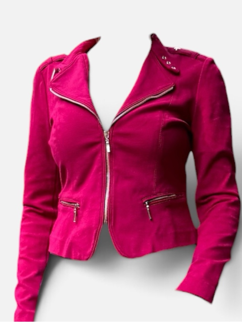 White House Black Market Red Moto Jacket with Gold Hardware